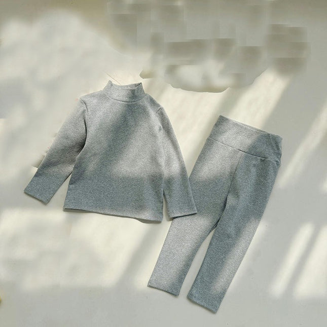 Autumn Pajama Set for Boys and Girls - 2-Piece Set of Cotton Long Sleeve Mid-Neck Top and Pants for Toddlers