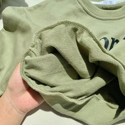 Girls Sweater Set-Autumn Children's Letter Pullover Long Sleeve Small and Medium Children's Home Clothes