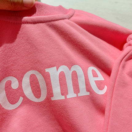 Girls Sweater Set-Autumn Children's Letter Pullover Long Sleeve Small and Medium Children's Home Clothes