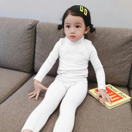 Girls Pajamas Set Autumn Children's Long Sleeve Solid Color Small and Medium Children's Home Clothes 1