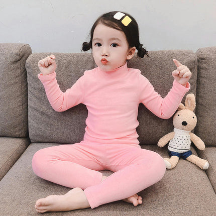 Girls Pajamas Set Autumn Children's Long Sleeve Solid Color Small and Medium Children's Home Clothes