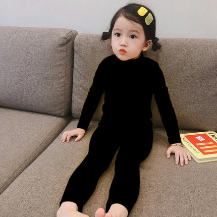 Girls Pajamas Set Autumn Children's Long Sleeve Solid Color Small and Medium Children's Home Clothes