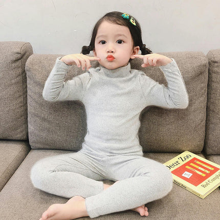 Girls Pajamas Set Autumn Children's Long Sleeve Solid Color Small and Medium Children's Home Clothes