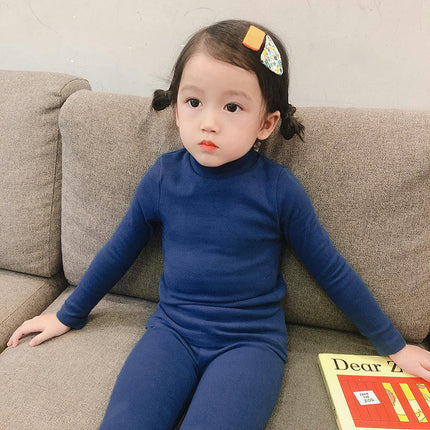 Girls Pajamas Set Autumn Children's Long Sleeve Solid Color Small and Medium Children's Home Clothes