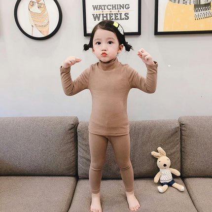 Girls Pajamas Set Autumn Children's Long Sleeve Solid Color Small and Medium Children's Home Clothes