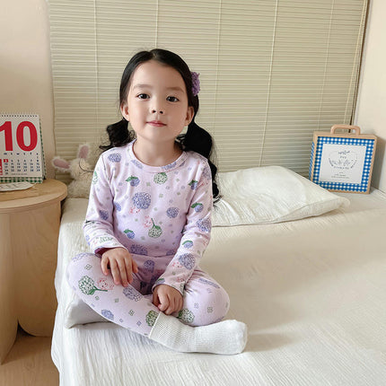 Children's Cotton Pajama Set - Boys and Girls Cartoon Long Sleeve Long Pants 2-Piece Set