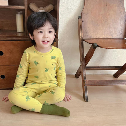 Children's Cotton Pajama Set - Boys and Girls Cartoon Long Sleeve Long Pants 2-Piece Set