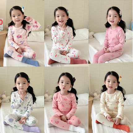 Children's Cotton Pajama Set - Boys and Girls Cartoon Long Sleeve Long Pants 2-Piece Set