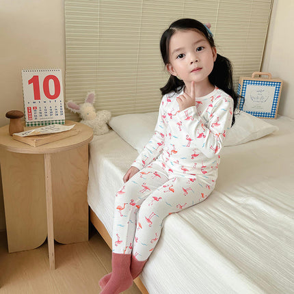 Children's Cotton Pajama Set - Boys and Girls Cartoon Long Sleeve Long Pants 2-Piece Set