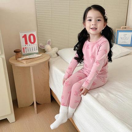 Children's Cotton Pajama Set - Boys and Girls Cartoon Long Sleeve Long Pants 2-Piece Set