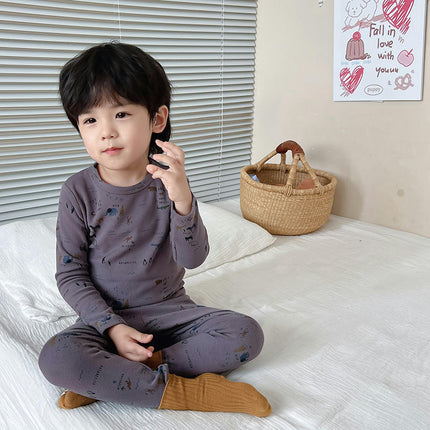 Children's Cotton Pajama Set - Boys and Girls Cartoon Long Sleeve Long Pants 2-Piece Set