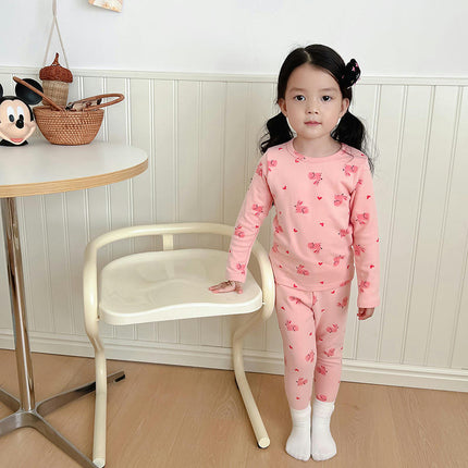 Children's Cotton Pajama Set - Boys and Girls Cartoon Long Sleeve Long Pants 2-Piece Set 1