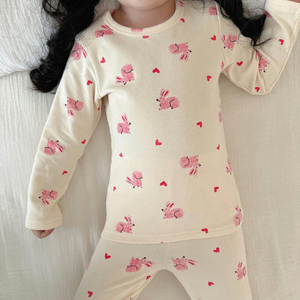 Children's Cotton Pajama Set - Boys and Girls Cartoon Long Sleeve Long Pants 2-Piece Set