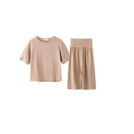 Boys Summer Clothes Children Air Conditioning Clothes Modal Suit - Solid Color Home Clothes 2-piece Set