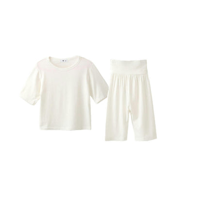 Boys Summer Clothes Children Air Conditioning Clothes Modal Suit - Solid Color Home Clothes 2-piece Set