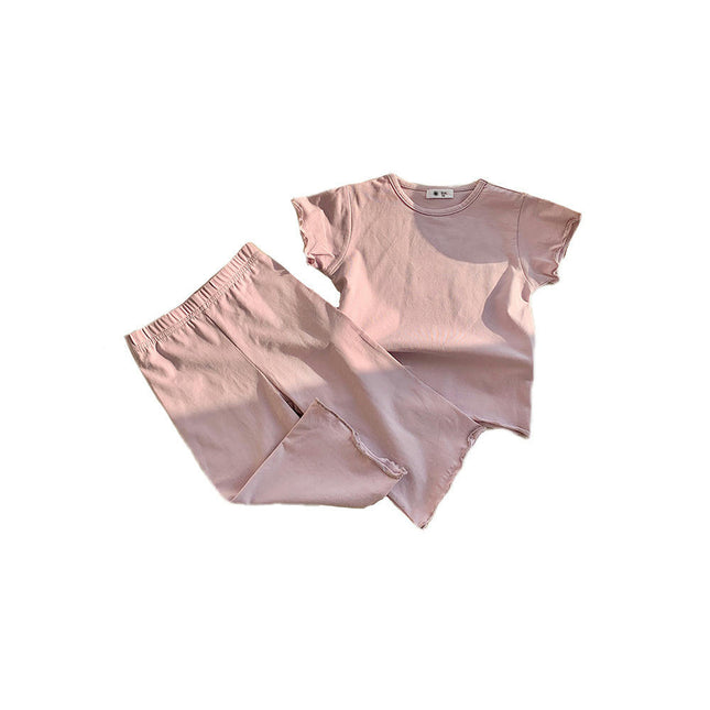 Children's Modal Pajama Set - Short Sleeve Air Conditioning Clothes Cropped Pants Home Clothes