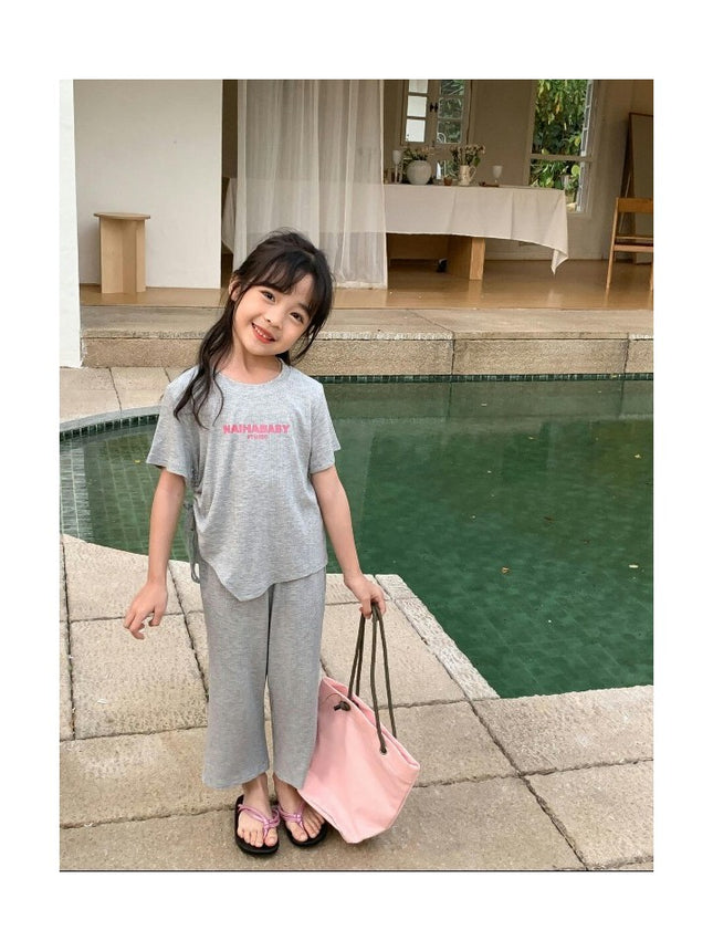 Girls Casual Suit - Fashionable Spring and Autumn Wide-leg Pants Two-piece Suit for Baby Girls
