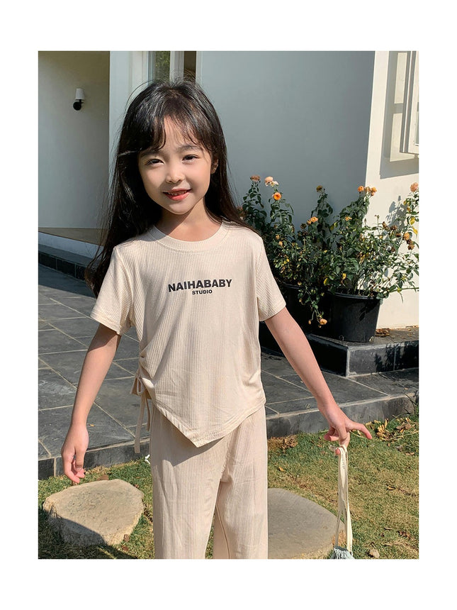 Girls Casual Suit - Fashionable Spring and Autumn Wide-leg Pants Two-piece Suit for Baby Girls