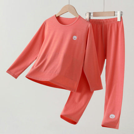 Children's Pajama Set-Summer Boys and Girls Solid Color Long Sleeve Home Clothes