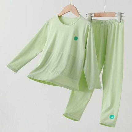 Children's Pajama Set-Summer Boys and Girls Solid Color Long Sleeve Home Clothes