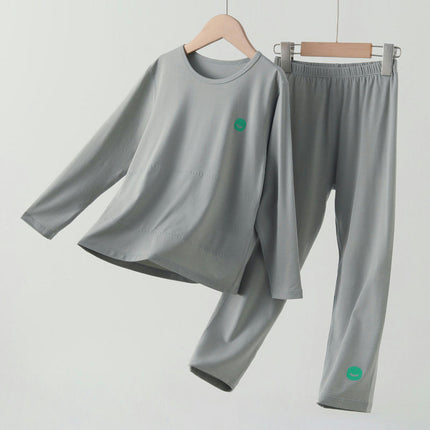 Children's Pajama Set-Summer Boys and Girls Solid Color Long Sleeve Home Clothes