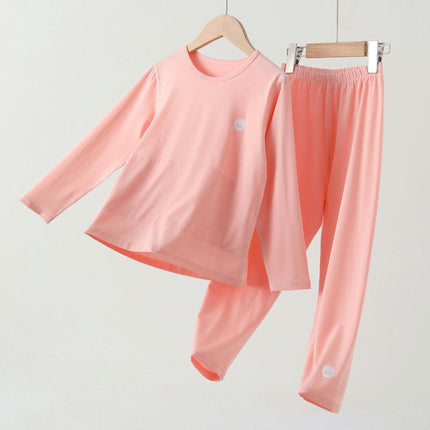 Children's Pajama Set-Summer Boys and Girls Solid Color Long Sleeve Home Clothes