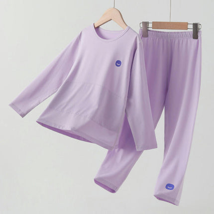 Children's Pajama Set-Summer Boys and Girls Solid Color Long Sleeve Home Clothes