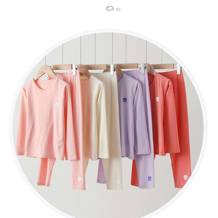 Children's Pajama Set-Summer Boys and Girls Solid Color Long Sleeve Home Clothes