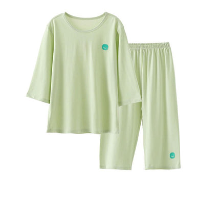 Pajama Set-Summer Boys and Girls Solid Color Three-quarter Sleeve Home Clothes