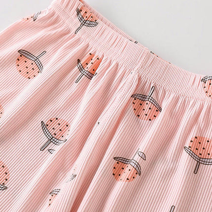 Girls Summer 2-piece House Clothes Casual Comfortable Floral Short-sleeved Suit