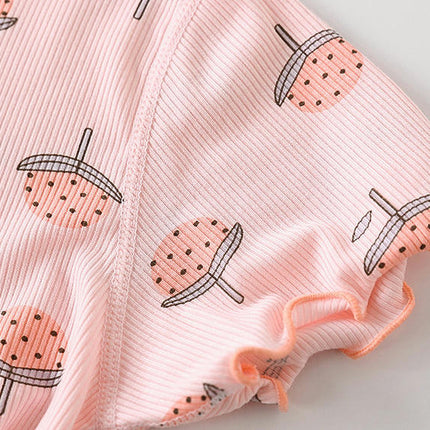 Girls Summer 2-piece House Clothes Casual Comfortable Floral Short-sleeved Suit
