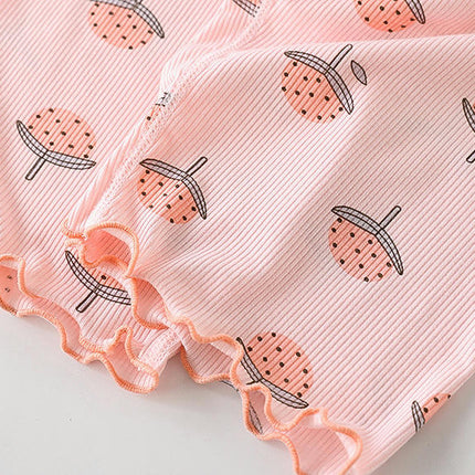 Girls Summer 2-piece House Clothes Casual Comfortable Floral Short-sleeved Suit