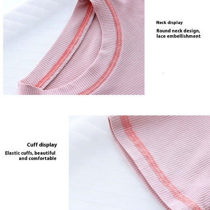 Home Wear Suit Short Sleeves-2-Piece Suit for Boys and Girls Imitation Ice Silk Casual Suit