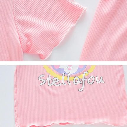 Girls Pajamas Short Sleeve Set Toddler Girls Summer Imitation Ice Silk Rabbit Pajamas