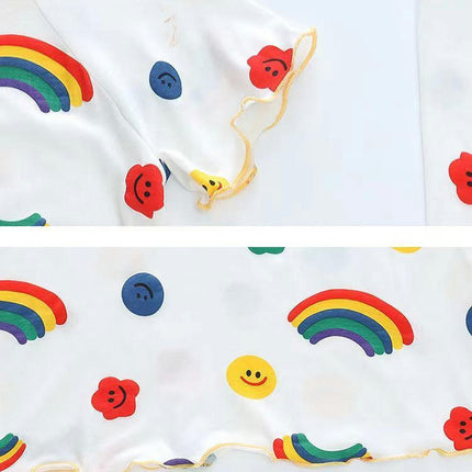 Girls Pajamas Short Sleeve Toddler Girls Summer Short Sets Imitation Ice Silk Sleepwear