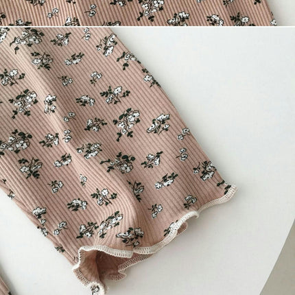 Girls Short-sleeved Floral Suit Can Be Worn Outside Baby 2-piece Pajamas Home Clothes