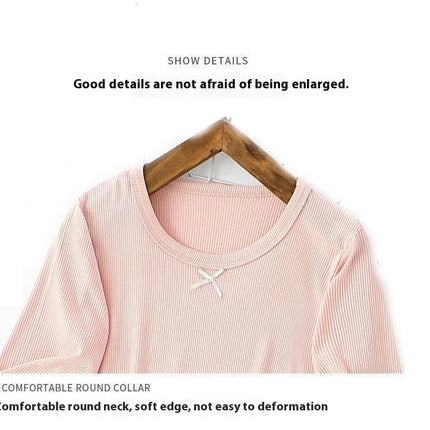 Girls Imitation Ice Silk Suit-Small and Medium Children's Solid Color 2-piece Air Conditioning Suit Summer