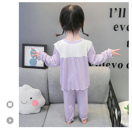 Girls Pajamas Set Cute Cartoon Long Sleeve Home Clothes Two-piece Set for Small and Medium Children