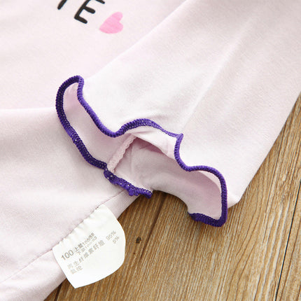 Girls' Short-Sleeved Pajamas Set - 2-Piece Imitation Silk Air-Conditioning Suit