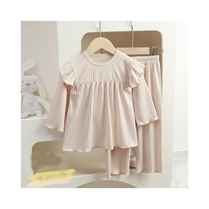 Girls' Home Clothes Casual Solid Color Pajamas - 2-piece Set Baby Girls Air Conditioning Clothes