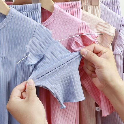 Girls' Home Clothes Casual Solid Color Pajamas - 2-piece Set Baby Girls Air Conditioning Clothes