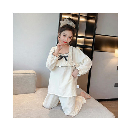 Girls Summer Fashionable Pajama Set Long Pants Top and Pants 2-piece Clothing Set