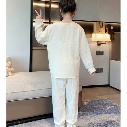 Girls Summer Fashionable Pajama Set Long Pants Top and Pants 2-piece Clothing Set