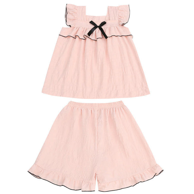 Girls Summer Pajama Set - Thin Homewear Children Suspender Shorts Set