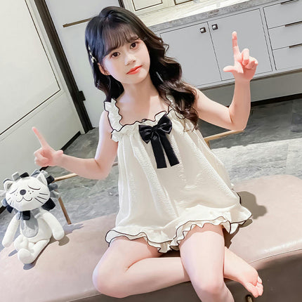 Little Girls Summer Short Sets Kids Ruffle Sleeveless Tank Tops and Shorts 2Pcs Pajamas