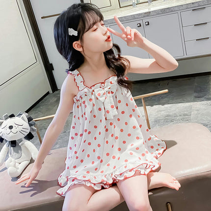 Little Girls Summer Short Sets Kids Ruffle Sleeveless Tank Tops and Shorts 2Pcs Pajamas