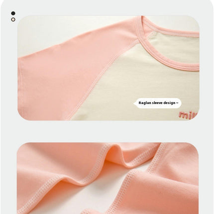 Middle and Large Children's Pajamas Set-Summer Thin T-shirt Short-Sleeved Home Clothes