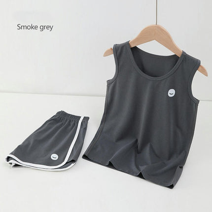 Children's Vest Suit Summer Thin Sports Suit Boys and Girls Sleeveless T-shirt Casual Shorts