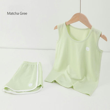 Children's Vest Suit Summer Thin Sports Suit Boys and Girls Sleeveless T-shirt Casual Shorts