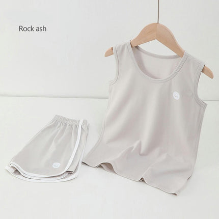Children's Vest Suit Summer Thin Sports Suit Boys and Girls Sleeveless T-shirt Casual Shorts